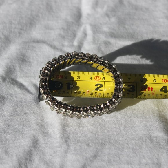 Expandable Stainless Steel Rhinestone Bracelet Vintage - Picture 5 of 5